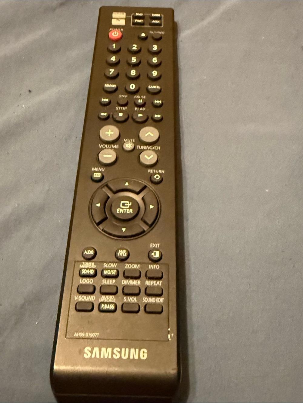 Samsung Black Remote Control with White Labels